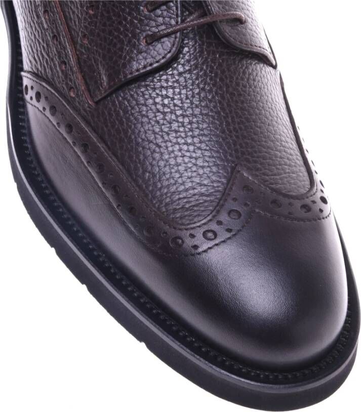 Baldinini Lace-up in dark brown leather and tumbled leather Brown Heren