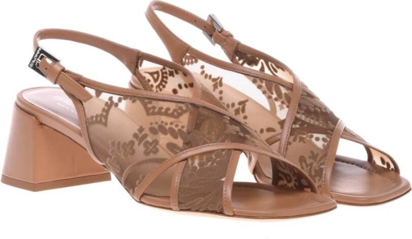 Baldinini Leather petal mesh sandal Beige Dames