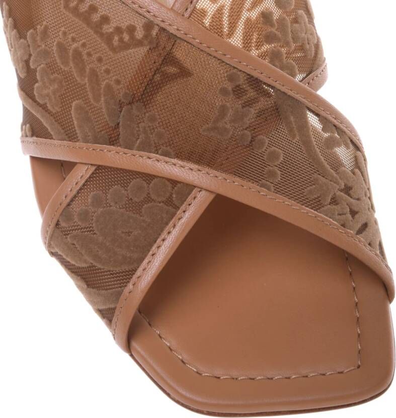 Baldinini Leather petal mesh sandal Beige Dames