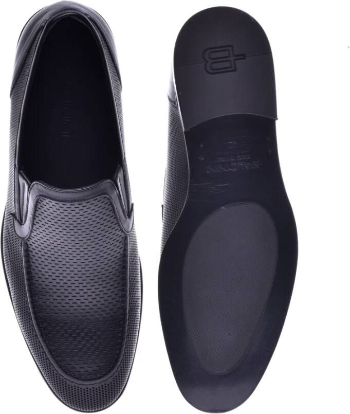 Baldinini Loafer in black perforated calfskin Black Heren