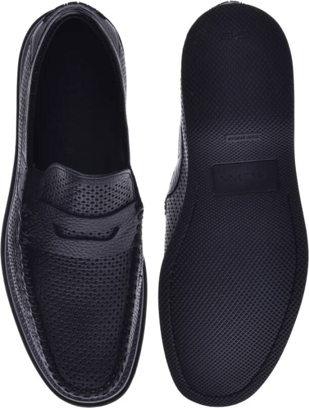 Baldinini Loafer in black perforated calfskin Black Heren