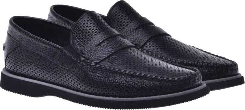 Baldinini Loafer in black perforated calfskin Black Heren