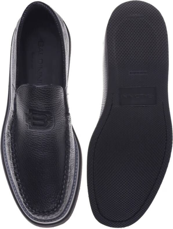 Baldinini Loafer in black tumbled leather Black Heren