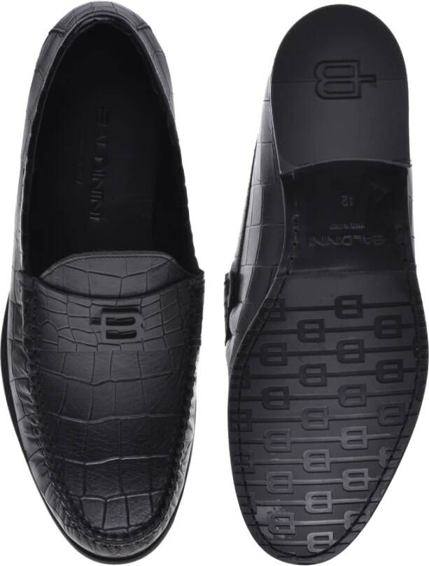 Baldinini Loafer in black with crocodile print Black Heren