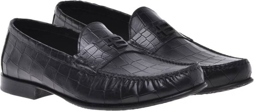 Baldinini Loafer in black with crocodile print Black Heren