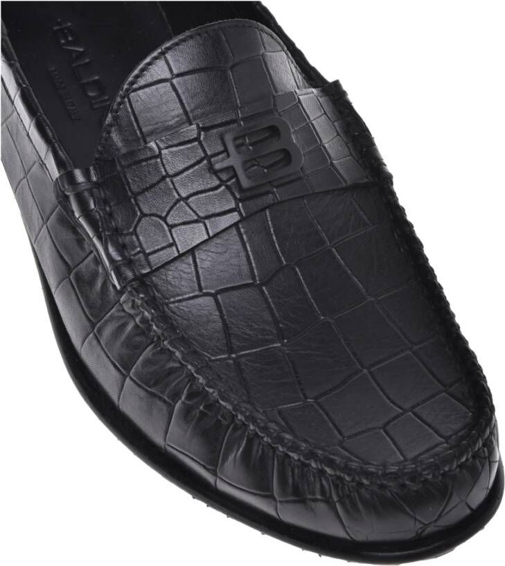 Baldinini Loafer in black with crocodile print Black Heren