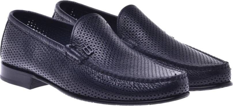 Baldinini Loafer in dark blue perforated calfskin Blue Heren