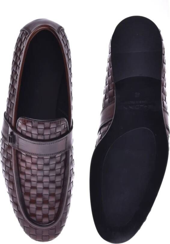 Baldinini Loafer in dark brown woven leather Brown Heren