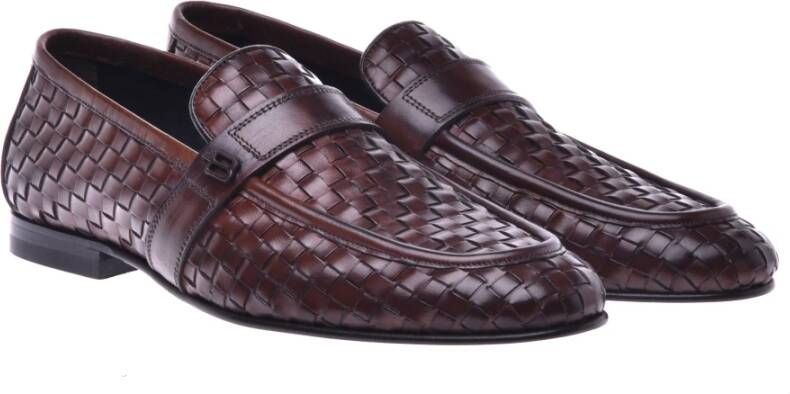 Baldinini Loafer in dark brown woven leather Brown Heren