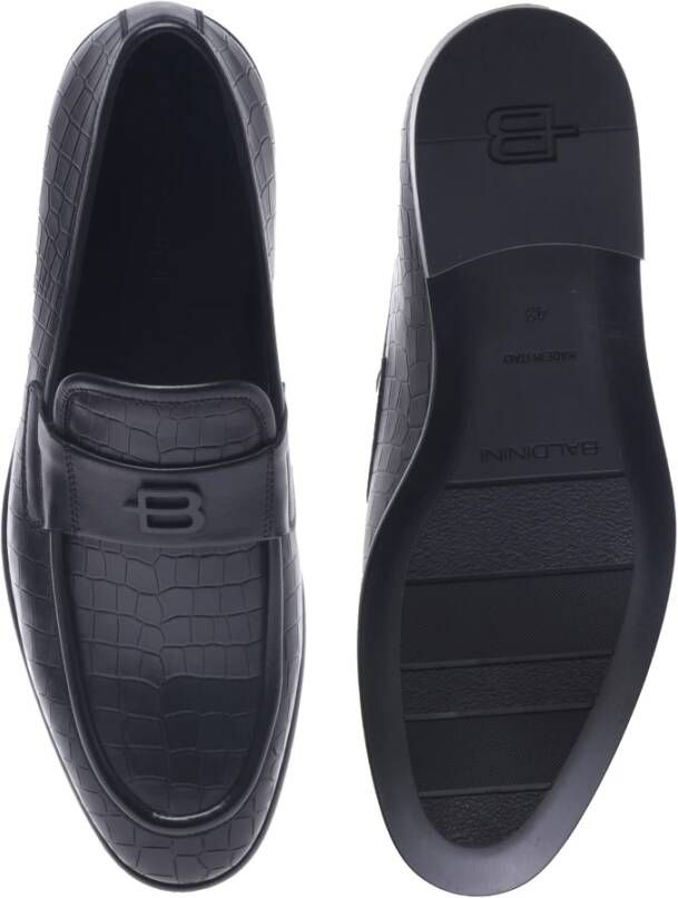 Baldinini Loafers in black with crocodile print Black Heren