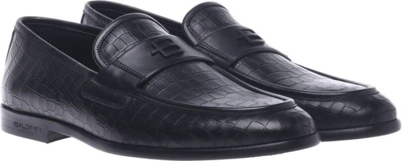 Baldinini Loafers in black with crocodile print Black Heren