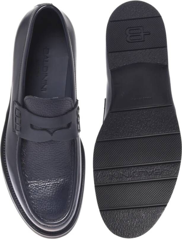 Baldinini Loafers in dark blue leather and tumbled leather Blue Heren