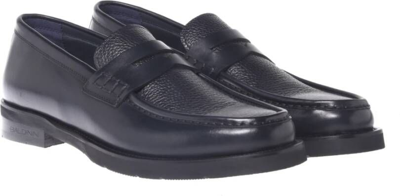 Baldinini Loafers in dark blue leather and tumbled leather Blue Heren