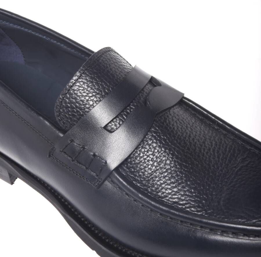 Baldinini Loafers in dark blue leather and tumbled leather Blue Heren