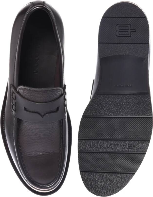 Baldinini Loafers in dark brown leather and tumbled leather Brown Heren