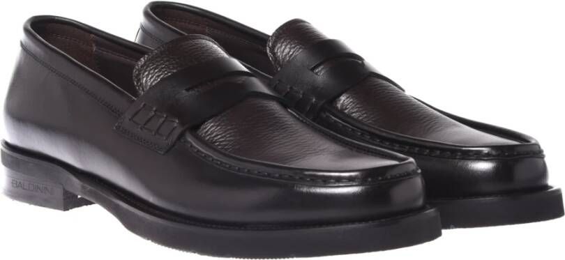 Baldinini Loafers in dark brown leather and tumbled leather Brown Heren