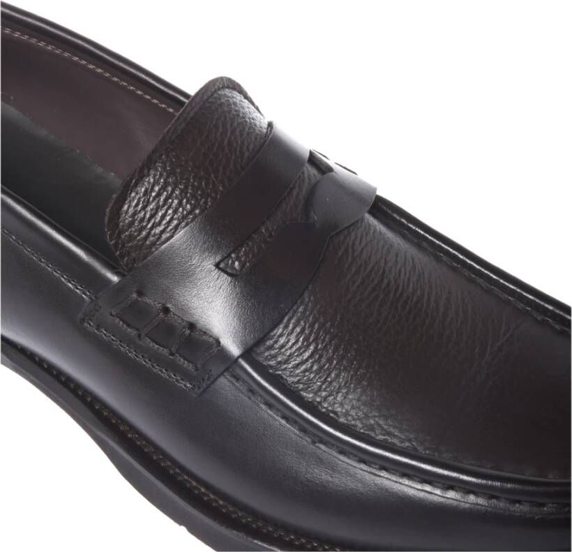 Baldinini Loafers in dark brown leather and tumbled leather Brown Heren