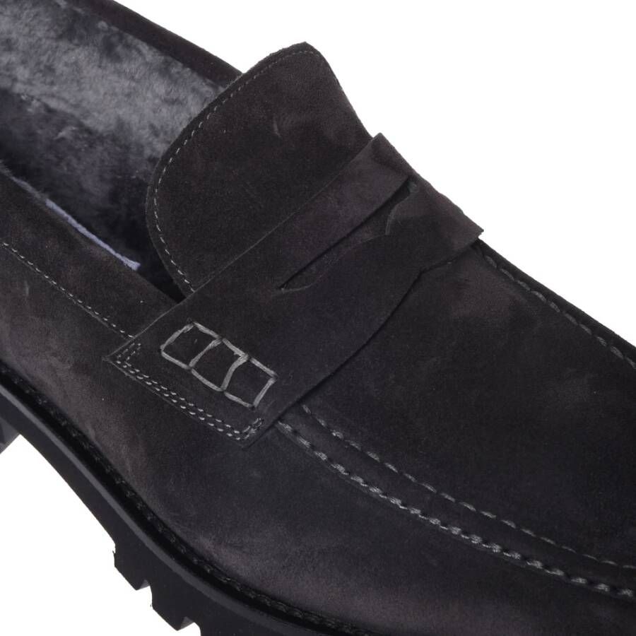 Baldinini Loafers in dark grey suede leather Gray Heren