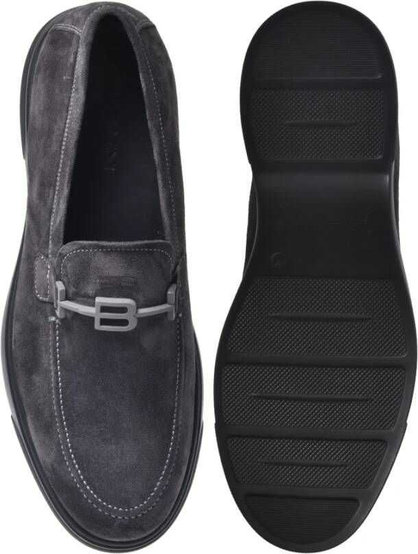 Baldinini Loafers in dark grey suede leather Gray Heren