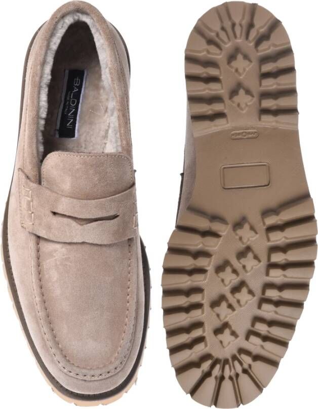 Baldinini Loafers in grey suede leather Beige Heren