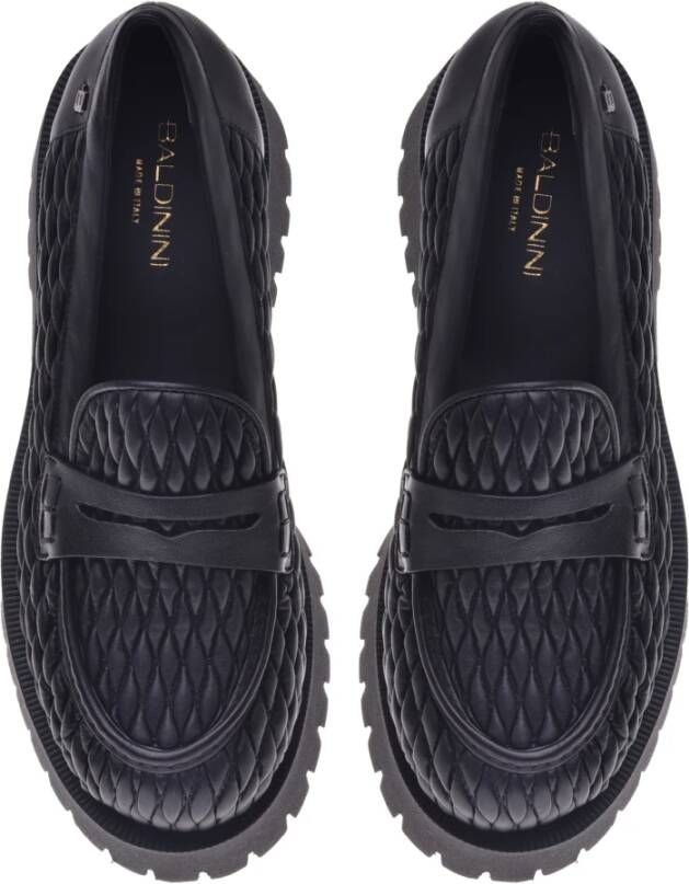 Baldinini Loafers in stretchy eco-nappa and black leather Black Dames