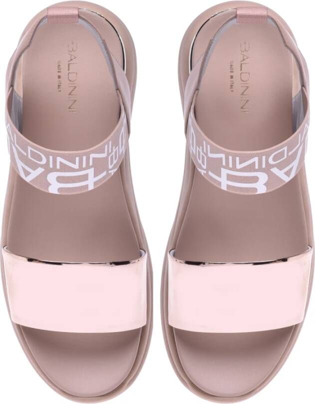 Baldinini Nude patent leather and calfskin sandals Beige Dames