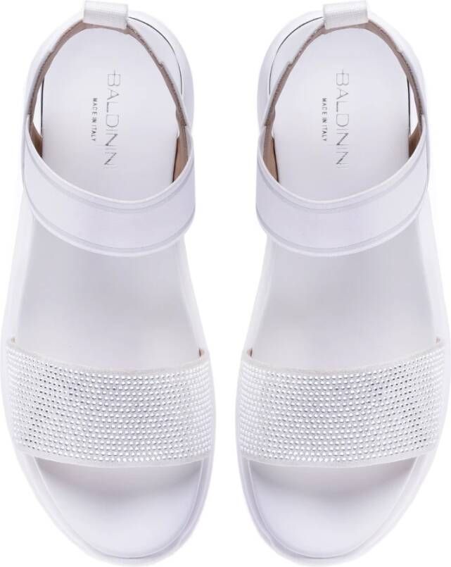 Baldinini Sandals in milk white leather with rhinestones Wit Dames