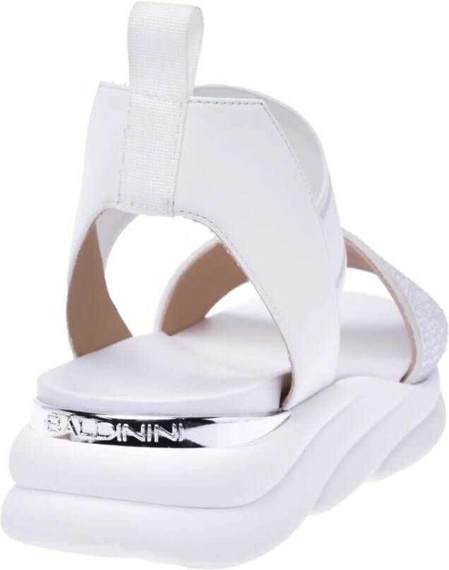 Baldinini Sandals in milk white leather with rhinestones Wit Dames