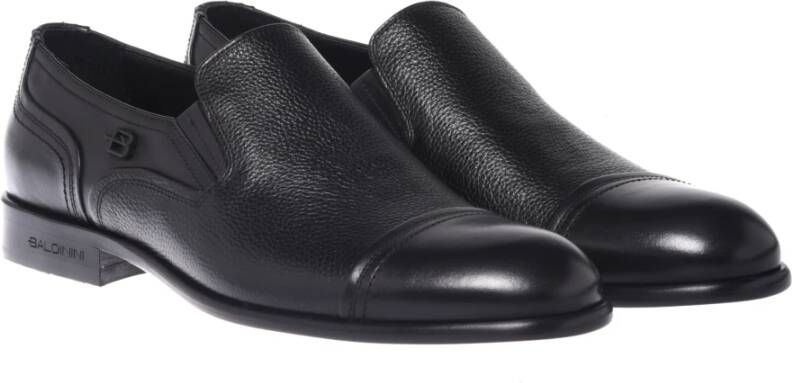 Baldinini Slippers in black leather and tumbled leather Black Heren