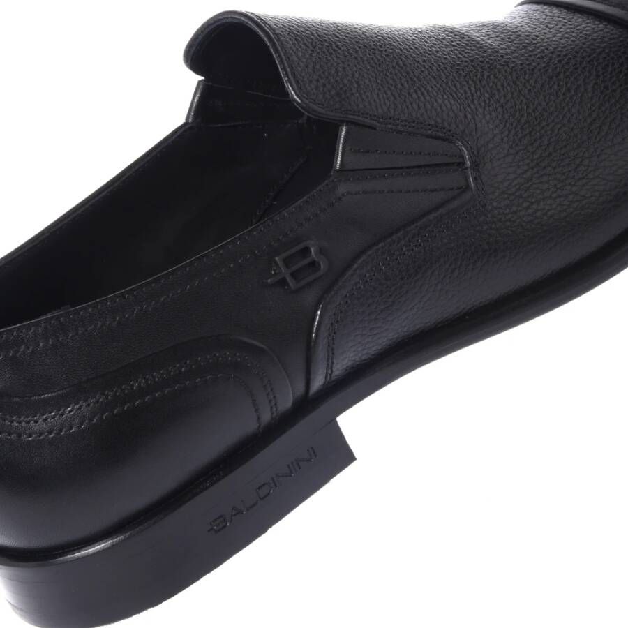 Baldinini Slippers in black leather and tumbled leather Black Heren