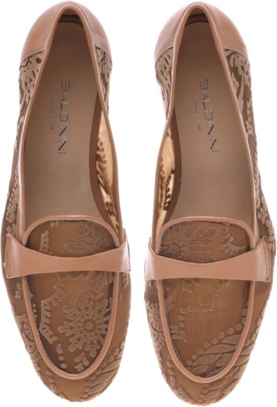 Baldinini Tan petal mesh loafer Beige Dames