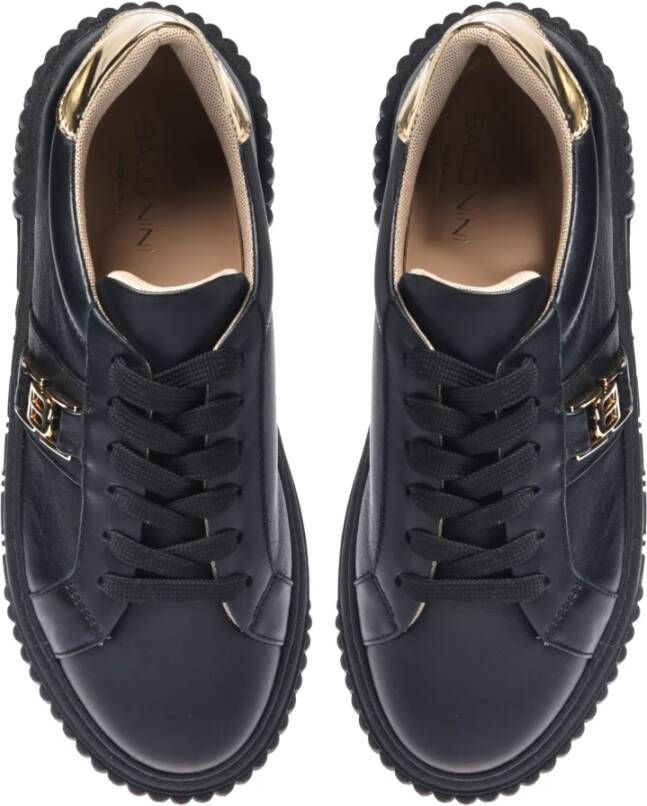 Baldinini Trainers in black and platinum mirrored leather Zwart Dames