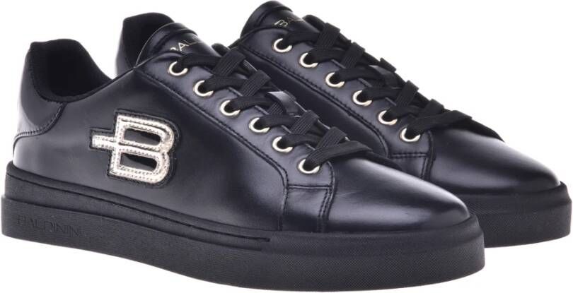 Baldinini Trainers in black laminated leather and leather Black Dames