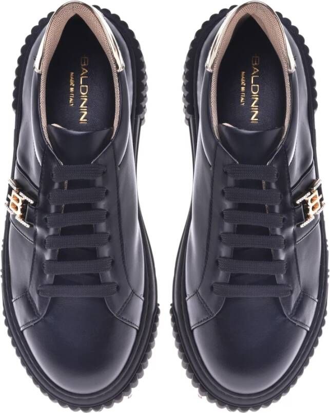 Baldinini Trainers in black leather and gold laminated leather Multicolor Dames