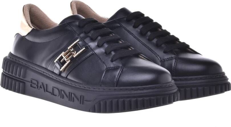 Baldinini Trainers in black leather and gold laminated leather Multicolor Dames