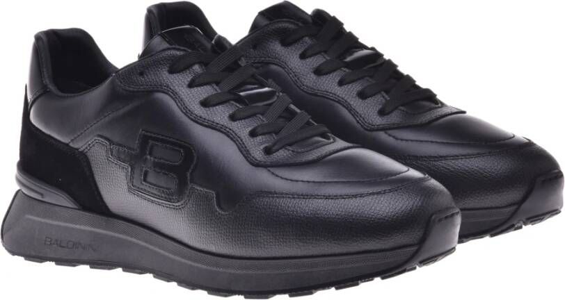 Baldinini Trainers in black leather and tumbled leather Black Heren