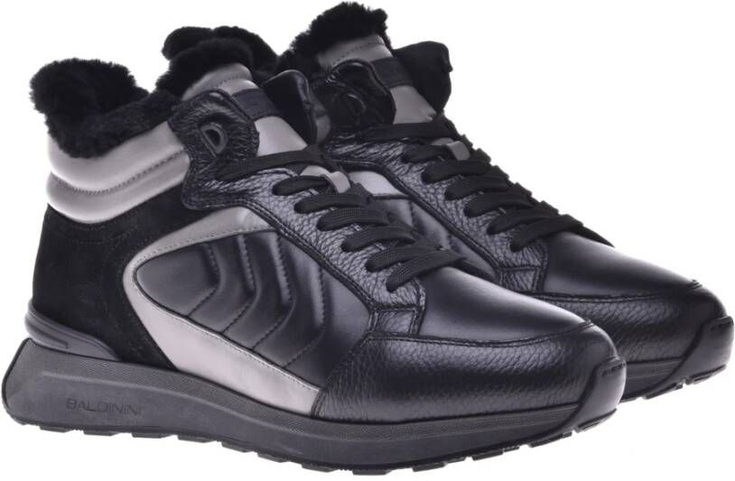 Baldinini Trainers in black leather and tumbled leather Black Heren