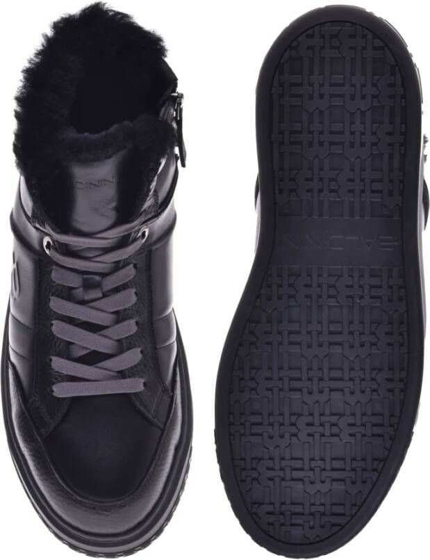 Baldinini Trainers in black leather and tumbled leather Black Heren