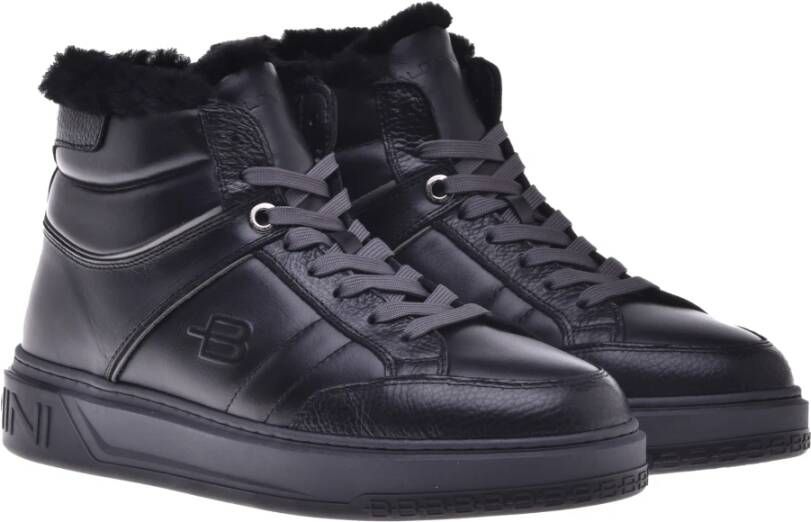 Baldinini Trainers in black leather and tumbled leather Black Heren