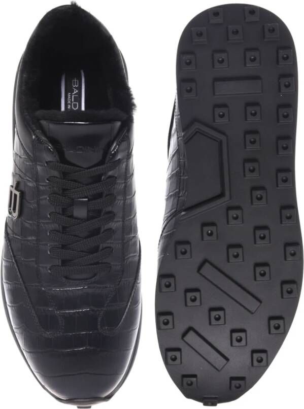 Baldinini Trainers in black leather with crocodile print Black Heren