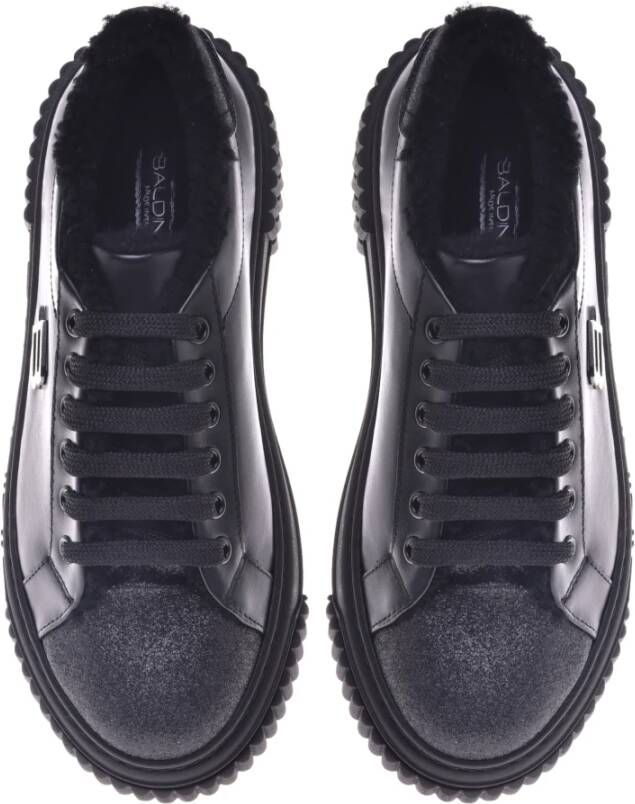 Baldinini Trainers in black leather with glitter Black Dames