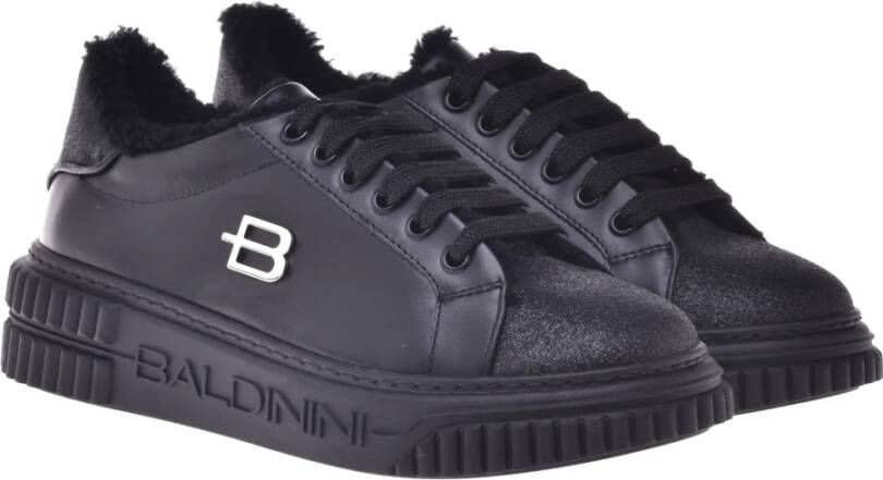 Baldinini Trainers in black leather with glitter Black Dames