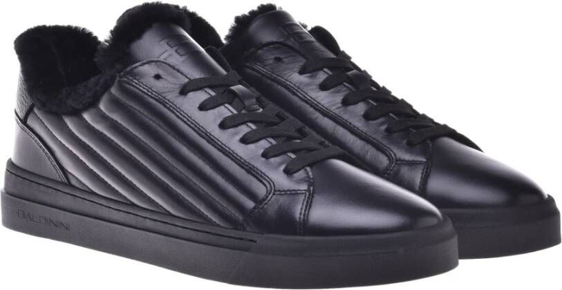 Baldinini Trainers in black quilted leather and leather Black Heren