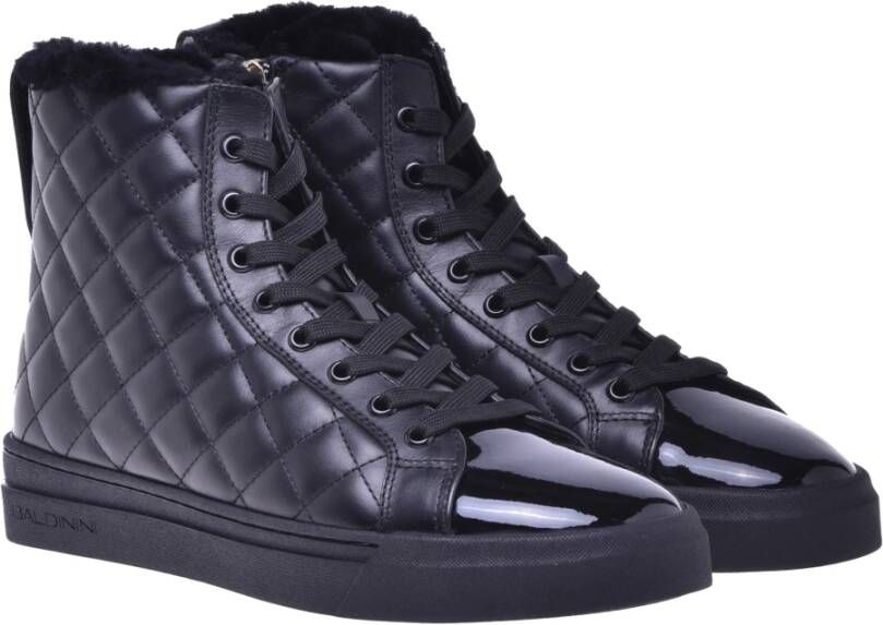 Baldinini Trainers in black quilted leather and patent leather Black Dames