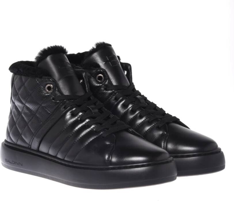 Baldinini Trainers in black speckled leather and quilted leather Black Heren