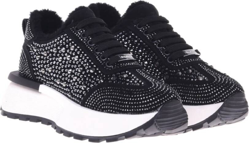 Baldinini Trainers in black suede leather with rhinestones Black Dames