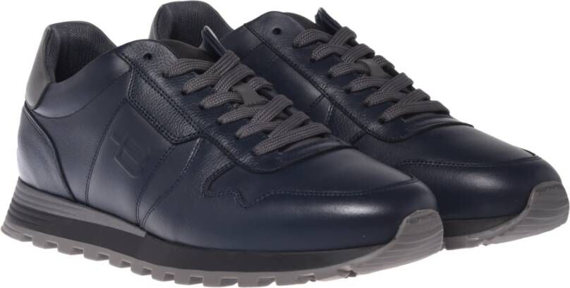 Baldinini Trainers in dark blue leather and tumbled leather Blue Heren