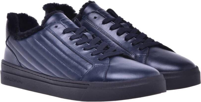 Baldinini Trainers in dark blue quilted leather and leather Blue Heren