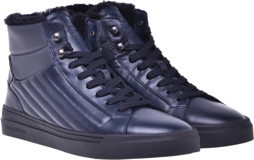 Baldinini Trainers in dark blue quilted leather and leather Blue Heren