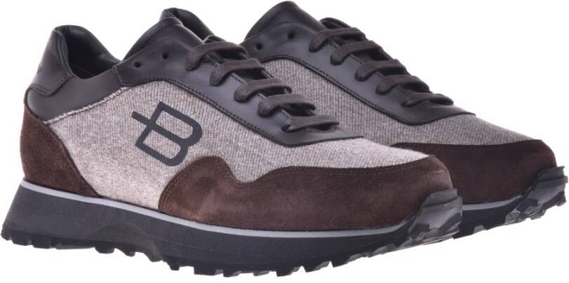 Baldinini Trainers in dark brown and beige suede and fabric Multicolor Heren